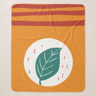 Minimalistische Groene Blad Cirkel Oranje Abstract Sherpa Deken