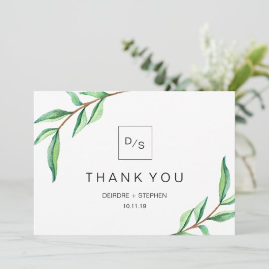 Minimalistische groene bladeren | Bedankt voor de  (Staand voorkant)