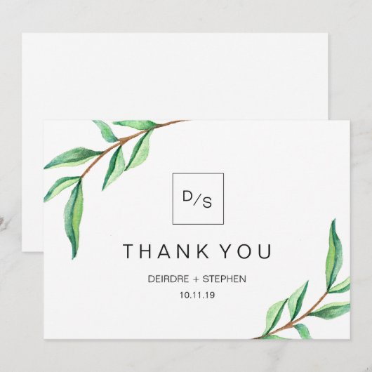 Minimalistische groene bladeren | Bedankt voor de  (Voorkant / Achterkant)