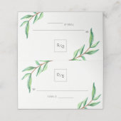 Minimalistische groene bladeren bruiloft plaatskaartje (Buitenkant ongevouwen)