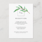 Minimalistische groene bladeren bruiloft receptie informatiekaartje (Voorkant)