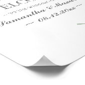 Minimalistische groene bladeren bruiloft welkom poster (Hoek)