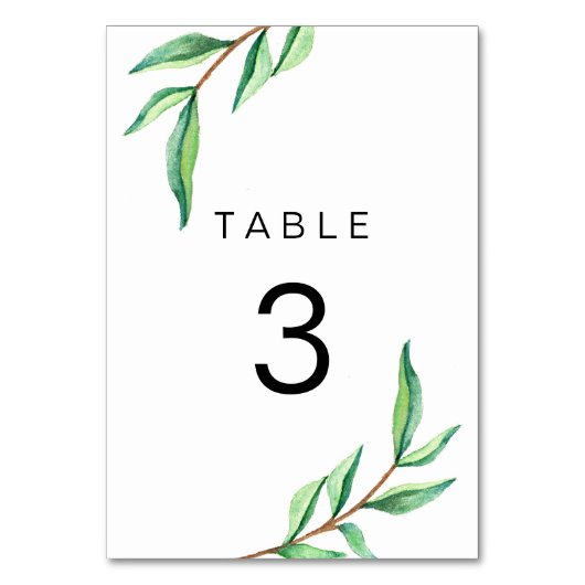 Minimalistische groene bladeren op witte bruiloft kaart (Voorkant)