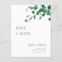 Minimalistische groene bladeren Save the Date Cust