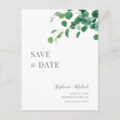 Minimalistische groene bladeren Save the Date Cust Uitnodiging Briefkaart (Voorkant)