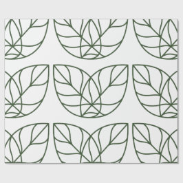 Minimalistische groene bladlijn kunst cadeaupapier