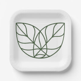 Minimalistische groene bladlijn kunst papieren bordje
