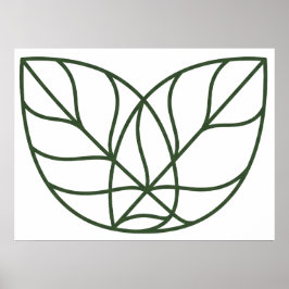 Minimalistische groene bladlijn kunst poster