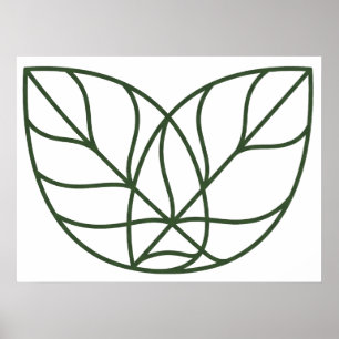 Minimalistische groene bladlijn kunst poster
