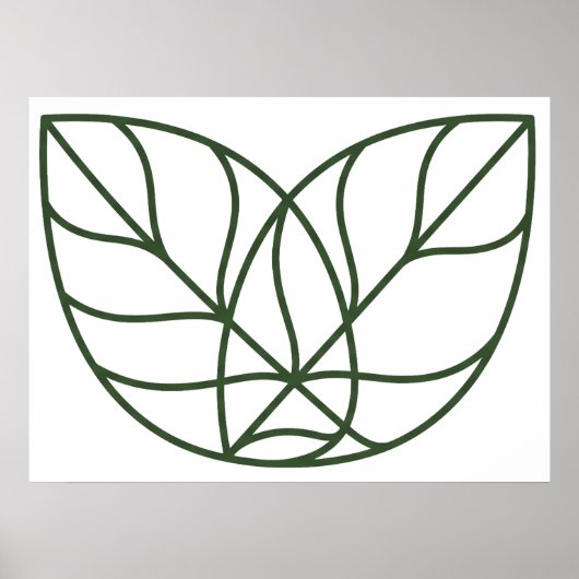 Minimalistische groene bladlijn kunst poster (Voorkant)