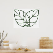 Minimalistische groene bladlijn kunst poster (Keuken)