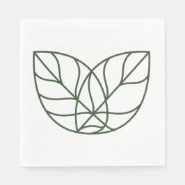 Minimalistische groene bladlijn kunst servet