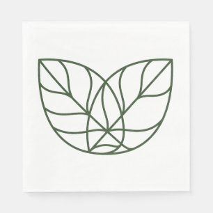Minimalistische groene bladlijn kunst servet