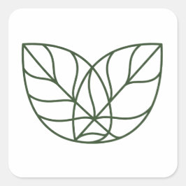 Minimalistische groene bladlijn kunst vierkante sticker