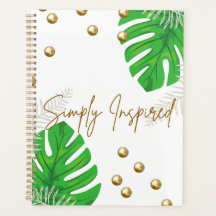 Minimalistische groene bladnotitieboek met gouden
