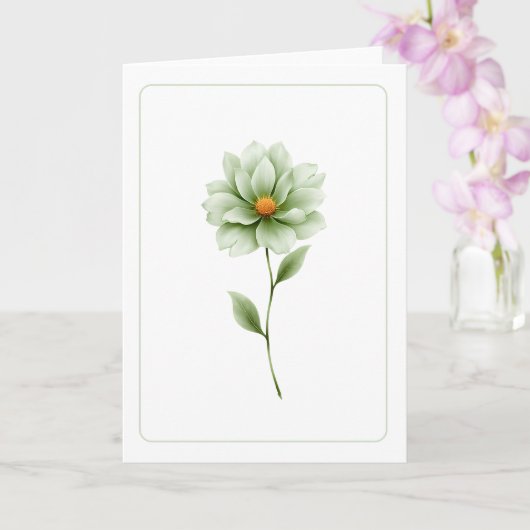 Minimalistische groene bloem blanco gevouwen Wensk Kaart (Orchidee)