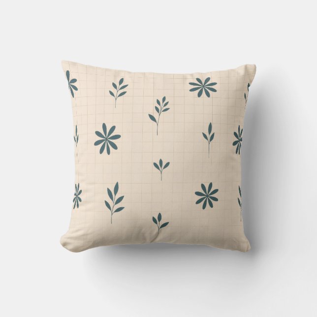 Minimalistische groene bloemen  kussen (Voorkant)