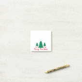 Minimalistische groene bomen vrolijk kerstfeest post-it® notes (Op bureau)