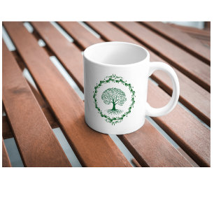 Minimalistische Groene Boom des Levens Mok