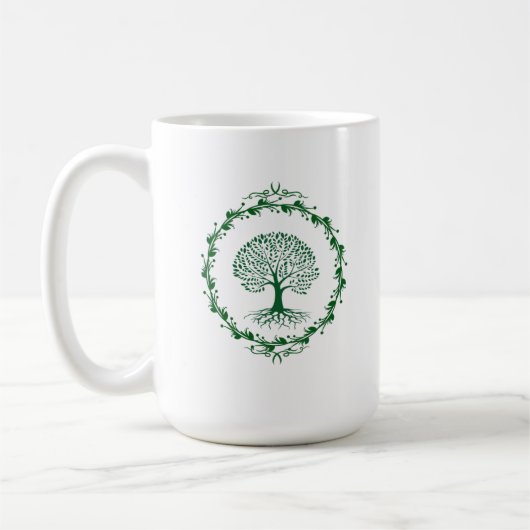 Minimalistische Groene Boom des Levens Mok (Links)