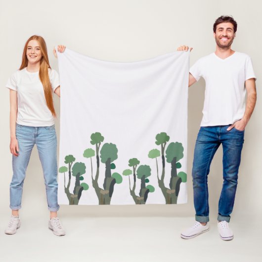 minimalistische groene boom fleece deken (In situ)