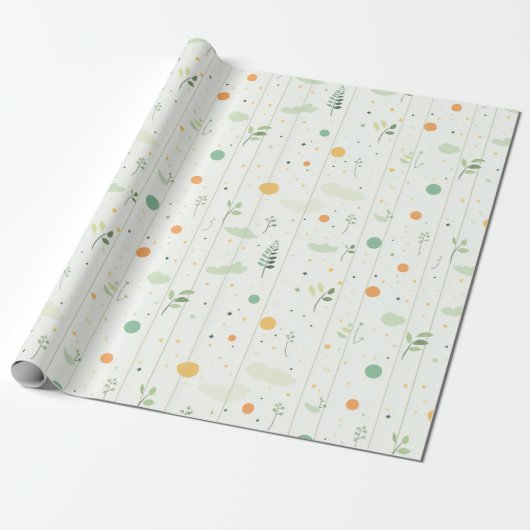 Minimalistische groene botanische en Abstracte Sti Cadeaupapier (Uitgerold)