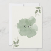 Minimalistische groene botanische trouwuitnodiging kaart (Achterkant)