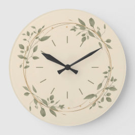 Minimalistische groene botanische wandklok