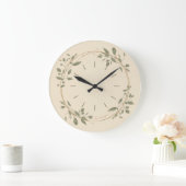 Minimalistische groene botanische wandklok (Huis)