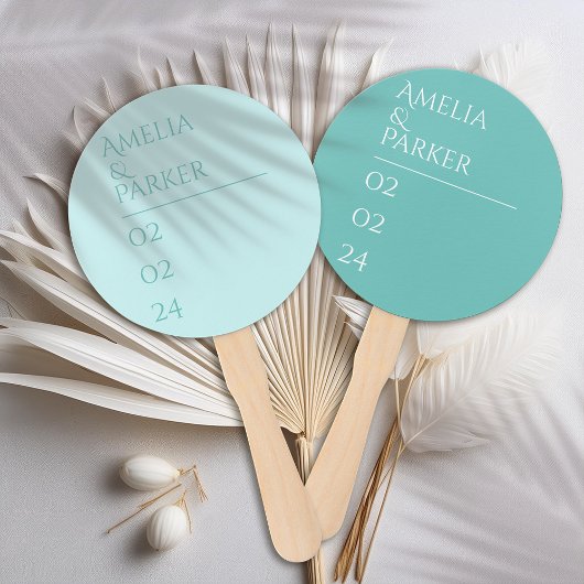 Minimalistische groene bruiloft hand fans handwaaier