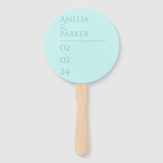 Minimalistische groene bruiloft hand fans handwaaier (Achterkant)