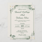 Minimalistische Groene Bruiloft Uitnodiging (Voorkant / Achterkant)