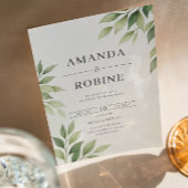 Minimalistische Groene Bruiloft Uitnodiging