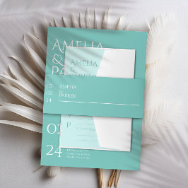 Minimalistische groene bruiloft uitnodiging uitnodigingen wikkel