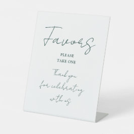 Minimalistische groene elegante script favorieten reclamebord met voetstuk