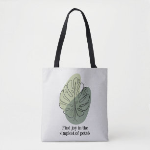 Minimalistische groene en blauwe bloemen moeiteloz tote bag