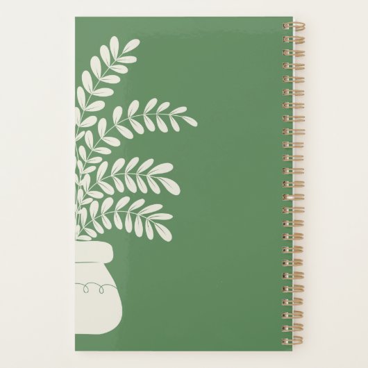 Minimalistische groene en gele bloemplanner planner (Achterkant)
