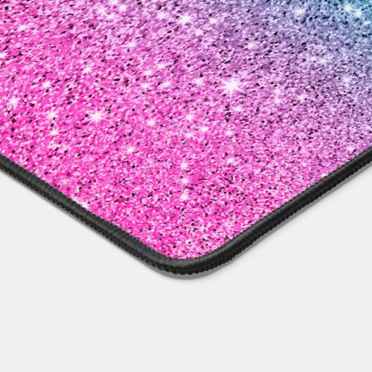 Minimalistische groene en roze glittergradiënt bureaumat (Hoek)