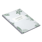 Minimalistische groene en witte bladeren gepersona notitieboek (Rechterzijde)