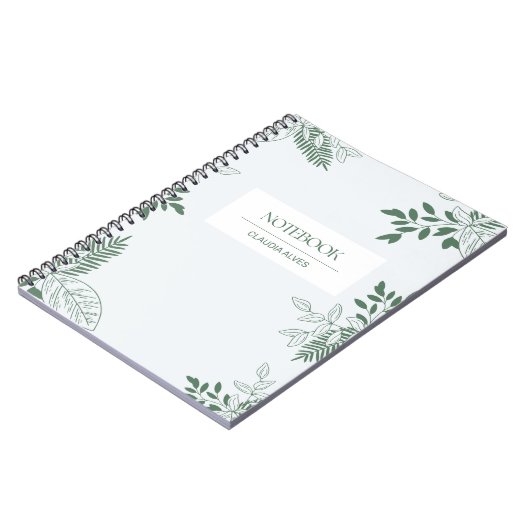 Minimalistische groene en witte bladeren gepersona notitieboek (Linkerzijde)