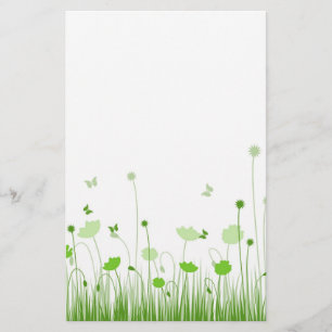 Minimalistische groene en witte klaprozen Meadow F Briefpapier
