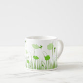 Minimalistische groene en witte klaprozen Meadow F Espresso Kop (Voorkant rechts)