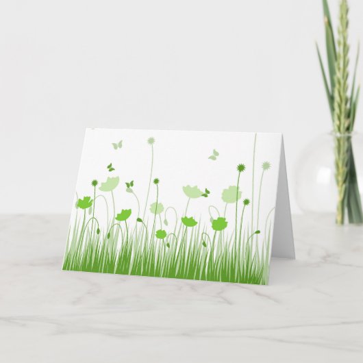 Minimalistische groene en witte klaprozen Meadow F Kaart (Voorkant)