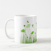 Minimalistische groene en witte klaprozen Meadow F Koffiemok (Links)