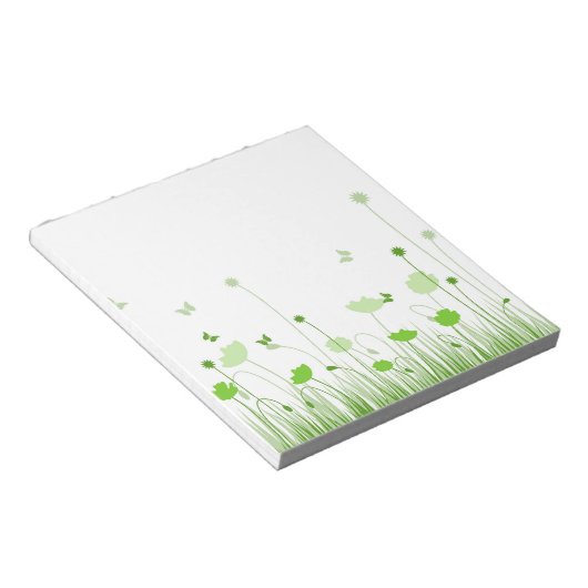Minimalistische groene en witte klaprozen Meadow F Notitieblok (Schuin)