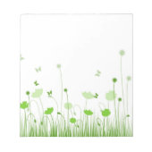 Minimalistische groene en witte klaprozen Meadow F Notitieblok (Voorkant)