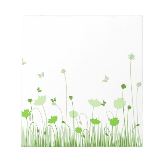 Minimalistische groene en witte klaprozen Meadow F Notitieblok (Voorkant)