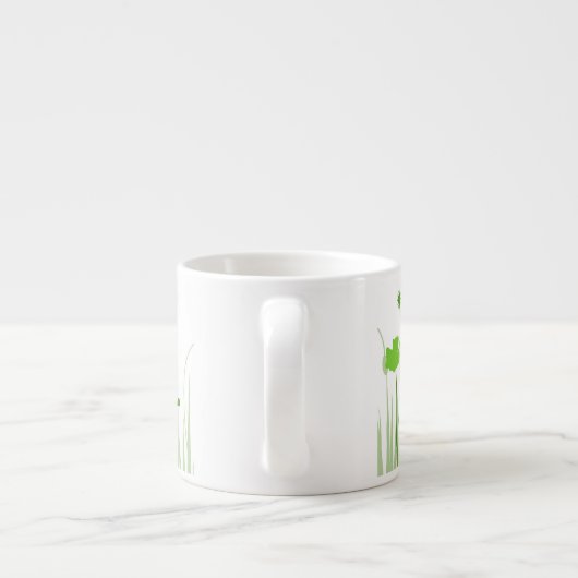 Minimalistische groene en witte klaprozen weide bl espresso kop (Achterkant)