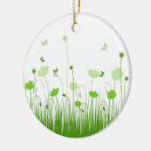 Minimalistische groene en witte klaprozen weide bl keramisch ornament (Links)