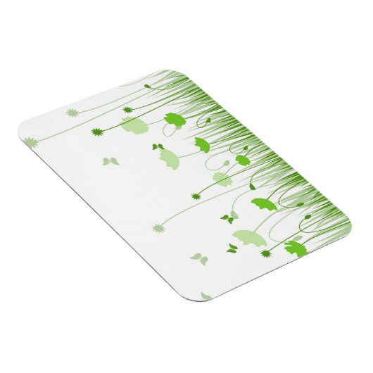 Minimalistische groene en witte klaprozen weide bl magneet (Rechterzijde)